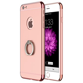 RANVOO [CLIP-ON] iPhone 6s/6 Case, 3-piece Ultra Slim Hard Case with Kickstand Ring, Rose Gold