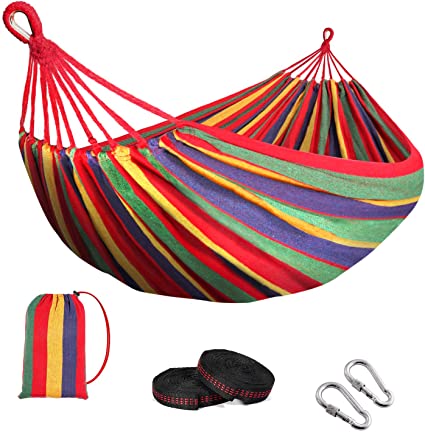 arteesol Hammock Camping Travel Hammock Ultralight for 1-2 Person, Outdoor Cotton Garden Hammock 280 * 150cm Portable with Carrying Bag, 250 kg Load Capacity, Breathable, for Outdoors Indoor