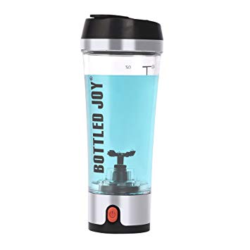 BOTTLED JOY Electric Shaker Bottle - USB Rechargeable Smart Protein Shaker - Portable High-Torque Tornado Blender Vortex Stirring Powder Detachable Mixer Drinking Water Bottle for Gym Sports 15 Ounce