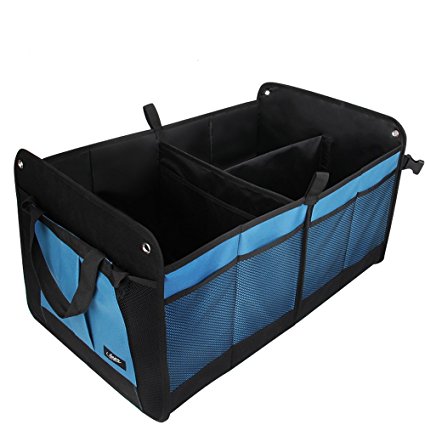 Car Storage Box Trunk Organiser with Pockets - Portable Cargo Holder Boot Bag for Car Truck SUV Van - Foldable Grocery Organizer