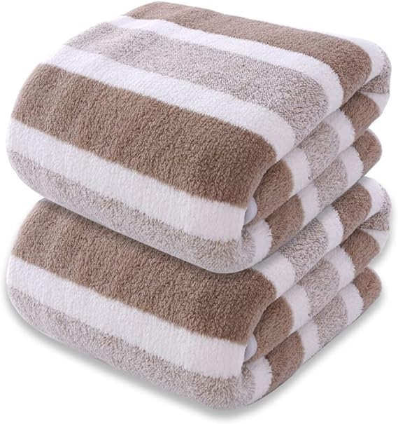Microfiber Bath Towels, 2 Pack Lightweight, Absorbent, Super Fluffy and Fast Drying Towel for Travel, Vacation, Fitness and Yoga (28" x 55", Brown)