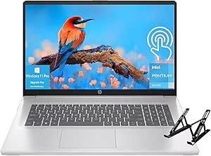 HP 2024 Newest 17 Laptop for Busniess, 17.3" Touchscreen, Intel Pentium N5030 Processor, 16GB RAM, 1TB SSD, Intel UHD Graphics, Numeric Keypad, Wi-Fi, Bluetooth, Windows 11 Pro, Cefesfy Laptop Stand