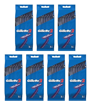 Gillette Disposable Razors Blue G2 Blades Shaver Fixed Good News, 5pk x 7 (35 Razors)