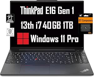 Lenovo ThinkPad E16 Business Laptop (16" FHD  Anti-Glare, Intel 13th Gen 10-Core i7-1355U, 40GB RAM, 1TB SSD), Backlit, Fingerprint, IST SD Card, FHD Webcam, Ethernet, Wi-Fi 6, Win 11 Pro, Black