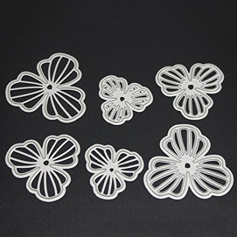 Bluelans Cutting Dies Stencil Metal Mould Template for DIY Scrapbook Album Paper Card Craft (6pcs Flower Cutting Dies)