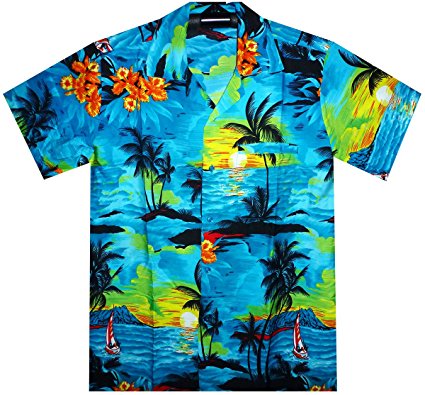 Funky Hawaiian Shirt For Men Short Sleeve Front-Pocket Surf Multiple Colors