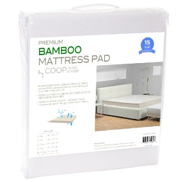 Ultra Luxe Bamboo Mattress Pad Protector Cover by Coop Home Goods - Waterproof Hypoallergenic Cooling Topper - King - White