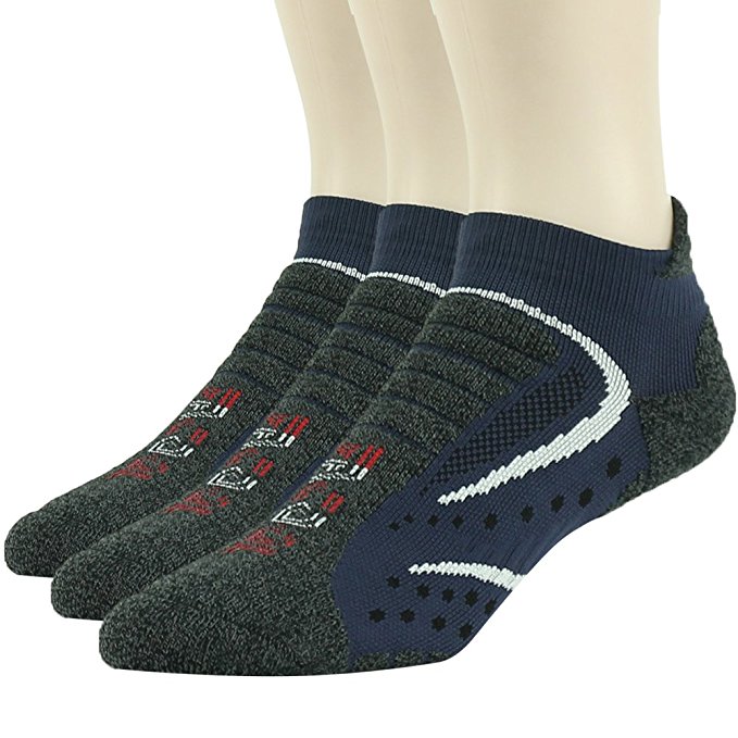 Facool Men's Dri-Fit Coolmax Athletic Cushion Hiking Trekking Walking Jogging Ankle Quarter Socks 3/6 Pairs