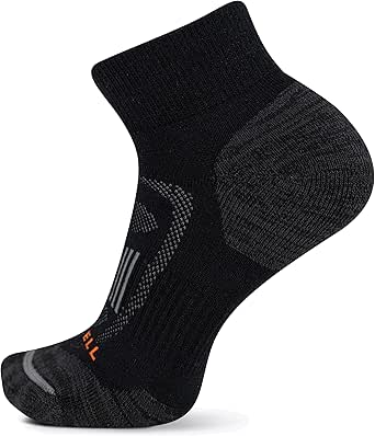 Merrell Unisex Adult Mens And Women's Zoned Cushioned Wool Ankle - Breathable Arch Support Hiking Socks, Black, Small-Medium US