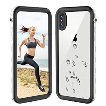 iPhone Xs Max Waterproof Case, iPhone Xs Max Cases Shockproof Built-in Screen Protector Full-Body Protective Waterproof Case for iPhone Xs Max (Transparent White)