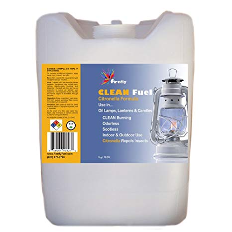 Bulk Firefly CLEAN Fuel with Citronella Essential Oil - Lamp Oil - 5 Gallons - Smokeless & Virtually Odorless - Clean Burning