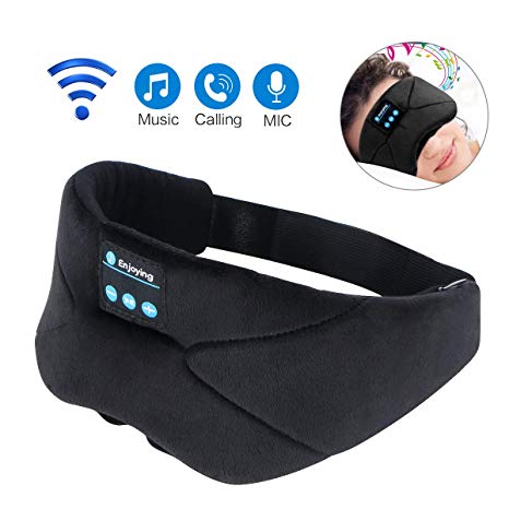 Sleep Headphones Bluetooth Eye Mask, ProCIV Sleeping Mask Wireless Headset Music Play Travel Eye Cover Handfree with Microphone and Speaker for Christmas Holiday, New Year Updated Version