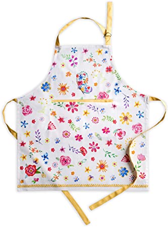 Maison d' Hermine Happy Florals 100% Cotton 1 Piece Kitchen Apron with an Adjustable Neck & Hidden Centre Pocket with Long Ties for Women | Men | Chef (Sweety, 27.50"x31.50")