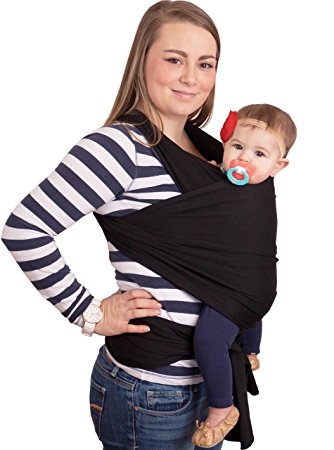 4-in-1 CuddleBug Baby Wrap Carrier | Soft Baby Carrier | Baby Sling Carrier | Postpartum Belt | Nursing Cover | Best Baby Shower Gift (Black)