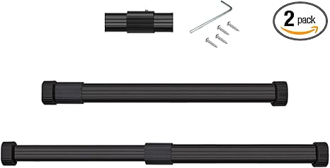 Tension Rod,Susenya Adjustable Closet Rod,Closet Tension Rods for Hanging Clothes,Selectives 15 In-24 In,Aluminium Alloy Black- Pack of 2