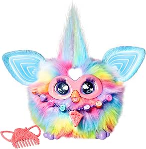 Furby Tie Dye, 15 Fashion Accessories, Interactive Plush Toys for 6 Year Old Girls & Boys & Up, Voice Activated Animatronic (French Version)