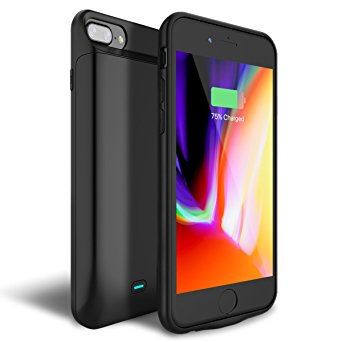 iPhone 8 Plus/7 Plus Battery Case, Newdery 7200mAh Rechargeable External Charger Case Portable Power Charging Case for iPhone 6/6S/7/8 Plus (5.5”) Supported Lightning Headset 3.5mm Audio Jack - Black