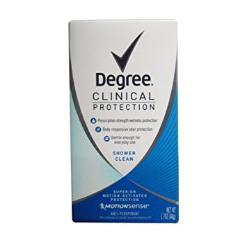Degree Clinical Protection, Antiperspirant and Deodorant, Shower Clean, 1.7 Ounce Stick (Pack of 2)