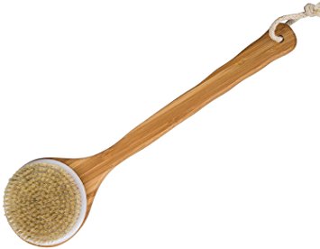 WINCAN Bath Dry Body Brush-Natural Bristles Back Scrubber With Long Handle Brushes for Cellulite & Exfoliating
