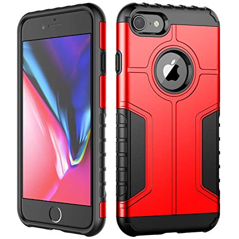 JETech Case for iPhone 8 and iPhone 7, Dual Layer Protective Cover with Shock-Absorption (Red)