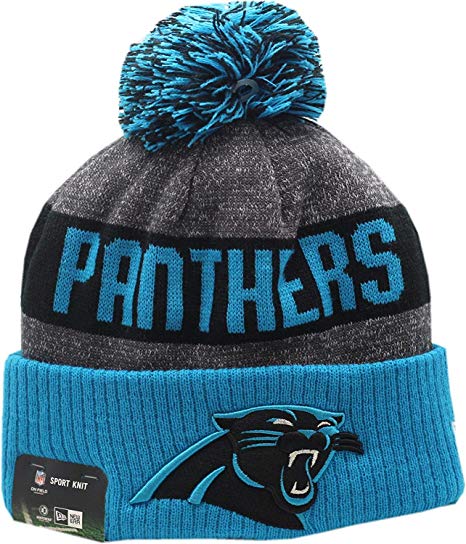 Carolina Panthers 2016 Sport Pom Knit Hat On-Field Logo Block 12276