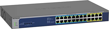 NETGEAR 24-Port Gigabit Ethernet Unmanaged PoE Switch (GS524UP) - with 8 x PoE  and 16 x Ultra60 PoE   @ 480W, Desktop or Rackmount, and Limited Lifetime Protection