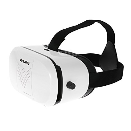 Arealer Virtual Reality Glasses Headset 3D Glasses IMAX Movie Game Head-Mounted Display w/ Headband for iOS Android & PC Phones Series within 3.5 ~ 6.0 Inches