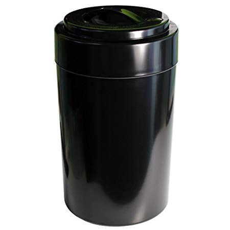 Tightvac EverythingVac Bulk Dry Goods Storage Container, 5 Pounds Plus, Solid Black Body/Cap