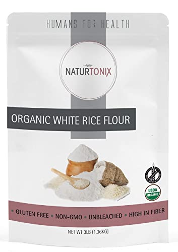 Organic White Rice Flour, 3 LB Resealable Pouch, Batch Tested and Verified Gluten Free, Non GMO and OU Kosher, Product of the USA