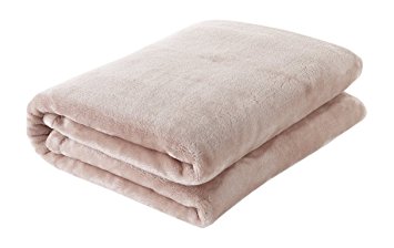 BERRNOUR HOME Silky Touch Blanket Velvet Plush Throw, 49" W x 61" L, Cappuccino