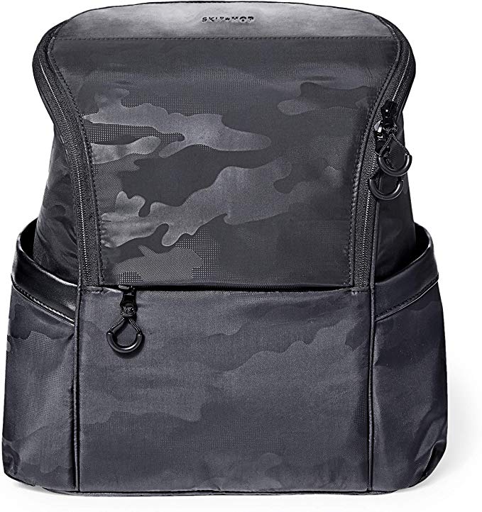 Skip Hop Diaper Bag Backpack, Easy-Access Unisex Bag, Paxwell, Black Camo