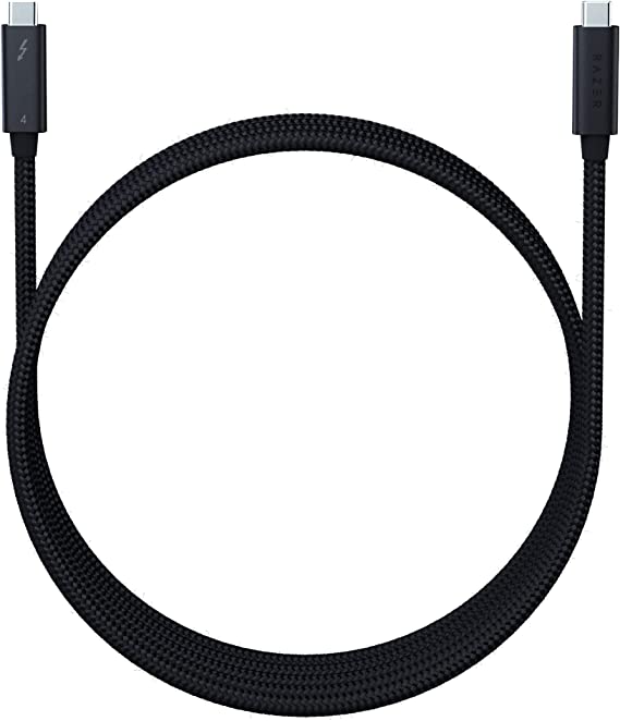 Razer Thunderbolt 4 Cable (0.8m / 2.5ft): Up to 40 Gigabits Per Second - Up to 8K Resolutions  - Up to 100W Charging - Compatible with Windows PC/Mac/Thunderbolt 3 Devices - Black