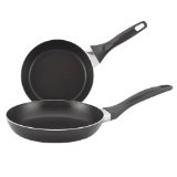 Farberware Dishwasher Safe Nonstick Aluminum Twin Pack 7-14-Inch and 9-Inch Skillets Black