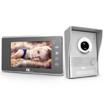 1byone VP-0662 7" Color Wired Video Doorbell Door Chime, Rainproof Door Phone with Video Recording and PhotoTaking Function, 1 Camera & 1 Monitor, 120 Degrees Wide Visual Angle