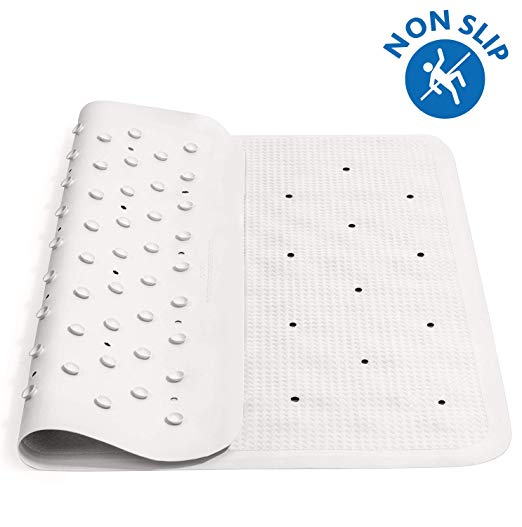 Tatkraft Fine Rubber Non-Slip Square Shower Mat with Suction Cups | Anti-Fungal Rubber Bath Mat | Size 55x55 cm | 21.7x21.7 inch