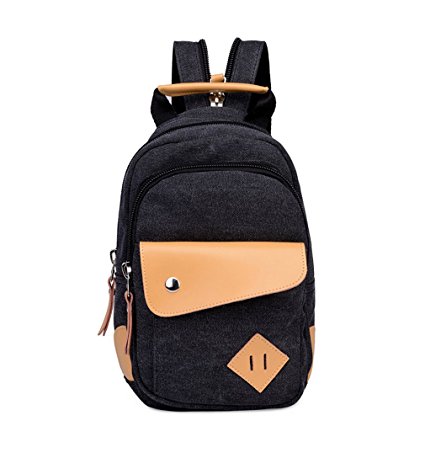 Topsung Leather Canvas Mini Small Backpack