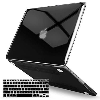 iBenzer MacBook Pro 13 Inch Case 2012-2015, Soft Touch Hard Case Shell Cover with Keyboard Cover for Apple MacBook Pro 13 with Retina Display A1425 1502, Crystal Jet Black, MMP13R-CYBK 1A