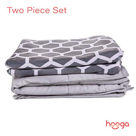 Hooga Premium Weighted Blanket and Removable Cover 2-Piece Set - Weights for Both Adults and Children - Honey Comb Minky Cover - 15lb - 48"x72"