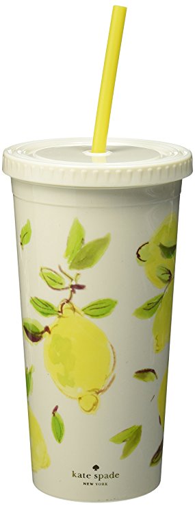 Kate Spade New York Women's Lemon Tumbler with Straw