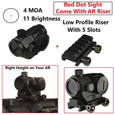 Field Sport Red Micro Dot Sight and Low Profile AR Riser Combo