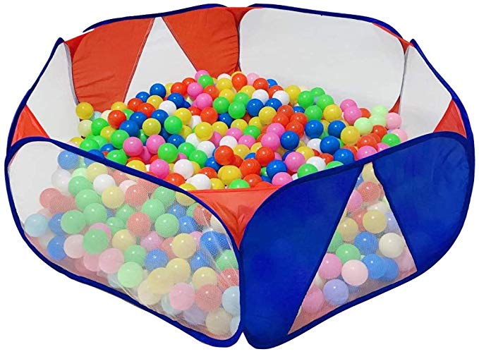 LOJETON Kids Pop Up Ball Pit Pool, Baby Playpen Play Tent with Zippered Storage Bag for Toddlers, Pets Indoor Outdoor Play (45 inches, Blue)
