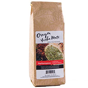 Oregon Yerba Mate Certified Organic Loose Leaf Tea, Performance Blend [Ginseng, Maca, Yohimbe, Goat Weed, Wild Yam, Licorice, Damiana], Alkaline Caffeine. 16 Ounce Bag