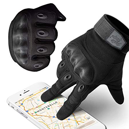 Powersports Motorcycle Gloves by Indie Ridge, Lightweight Carbon Fiber Racing Gloves with Mobile Touch Screen Fingertips (Small)