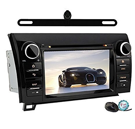 YINUO QUAD CORE 16GB 1024600 Android 4.4.4 7" Double Din Touch Screen In Dash GPS Navigation Car DVD Player Stereo for 2007-2013 Toyota Tundra/ 2008-2013 Toyota Sequoia Rear View Cam Included