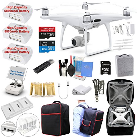 DJI Phantom 4 PRO Drone Quadcopter Bundle Kit with 3 Batteries, 4K Professional Camera Gimbal and MUST HAVE Accessories