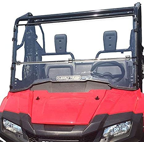 Clearly Tough Honda Pioneer 700 Windshield - Full Folding -Scratch Resistant- Ultimate Side by Side Versatility! Easy on and Off. Quickly go from Full to Half or Off!Premium Hard CoatMade in America!