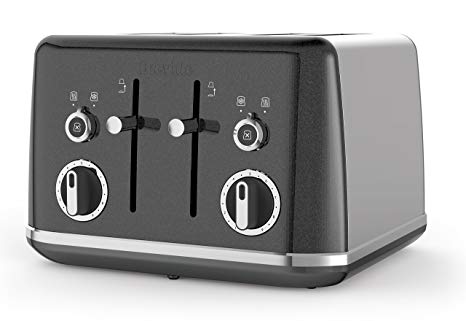 Breville VTT853 Lustra Storm 4 Slice Toaster, Stainless Steel, Grey