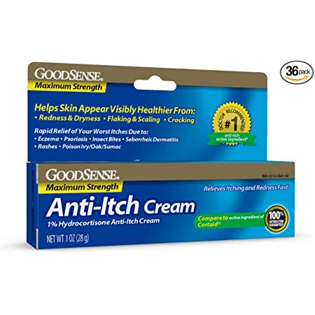 GoodSense Anti-Ich Cream, 1% Hydrocortisone  for Eczema; Psoriasis; Insect Bites; Seborrheic Dermatitis; Rashes; Poison Ivy, Oak and Sumac; External Genital, Feminine or Anal Itching