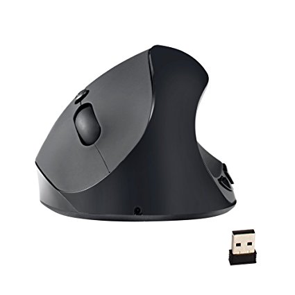 Autley Wireless Ergonomic Mouse 2.4G Optical Vertical Mouse Wireless Mouse with Adjustable DPI 1000 / 1200 / 1600 DPI, Black