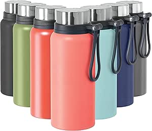 OGGI Terrain Insulated Stainless Steel Water Bottle - Large 32-Ounce Capacity, Also Suitable for Coffee & Hot Drinks, Coral